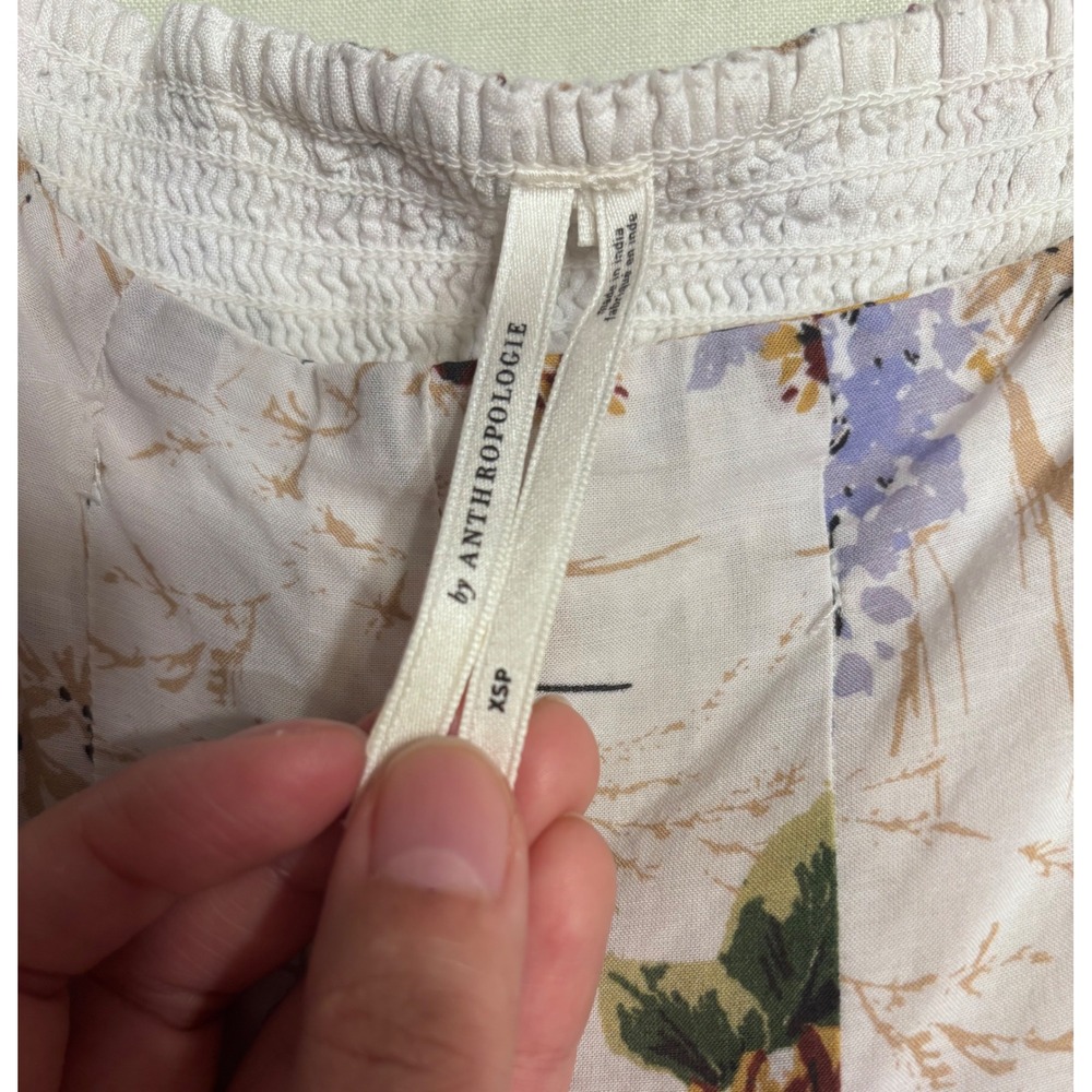 Anthropologie Floral Tiered Cap-Sleeve Midi Dress - SIZE XS Petite - Picture 8 of 16